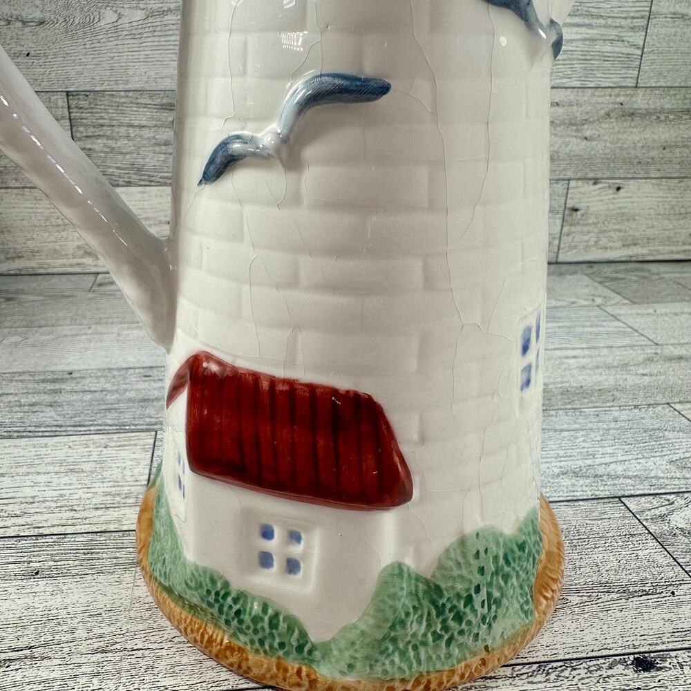 Flowers Inc Balloons Lighthouse Pitcher Ceramic Hand Painted Nautical Decor 13 - Picture 10 of 11